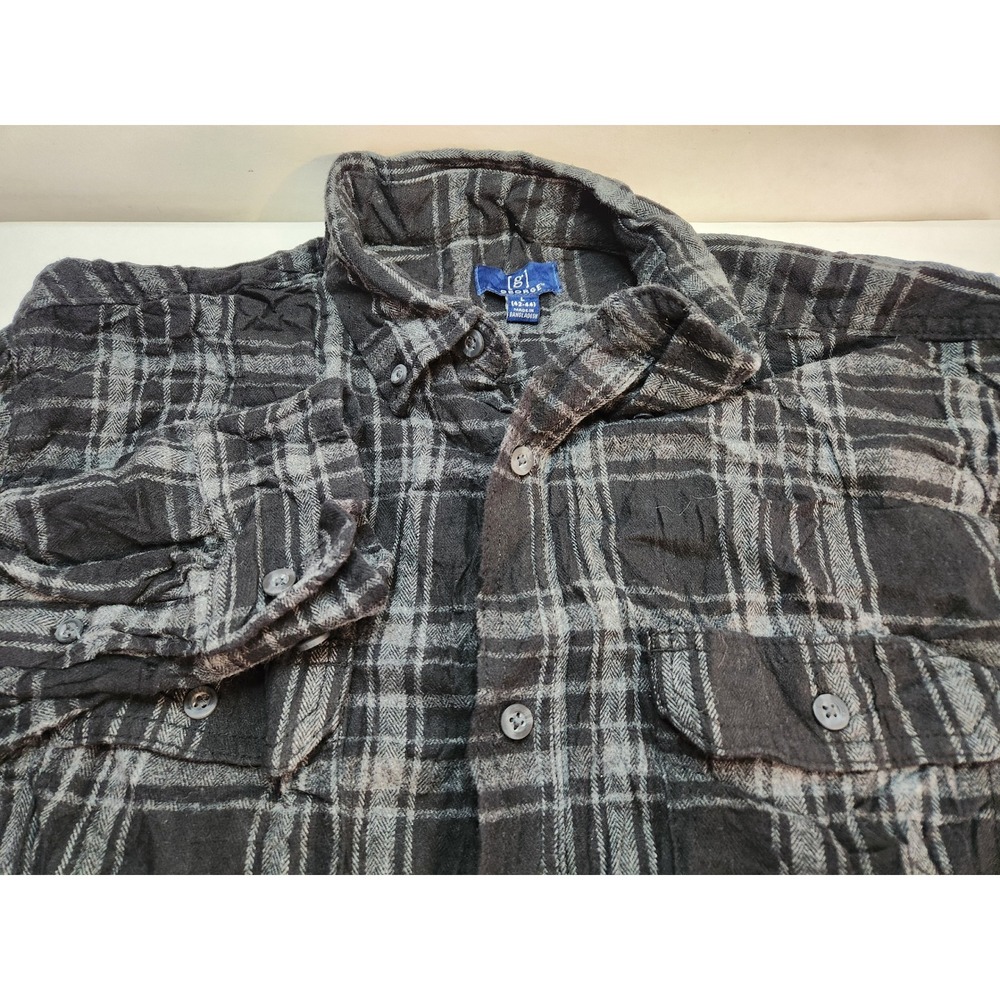 George Men's Plaid Flannel Button Up Shirt‎ Long Sleeve Size L